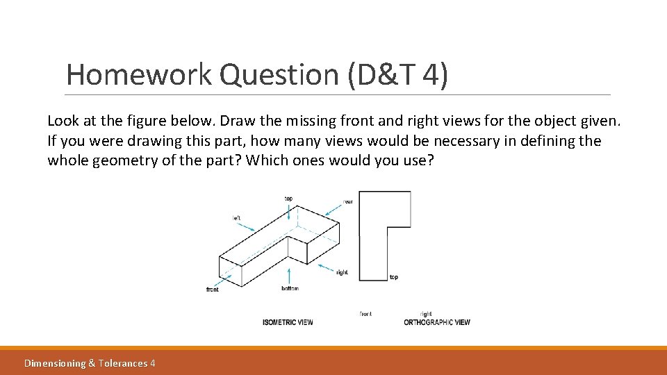 Homework Question (D&T 4) Look at the figure below. Draw the missing front and