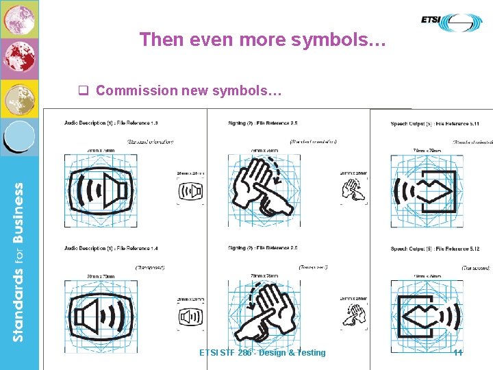 Then even more symbols… q Commission new symbols… ETSI STF 286 - Design &