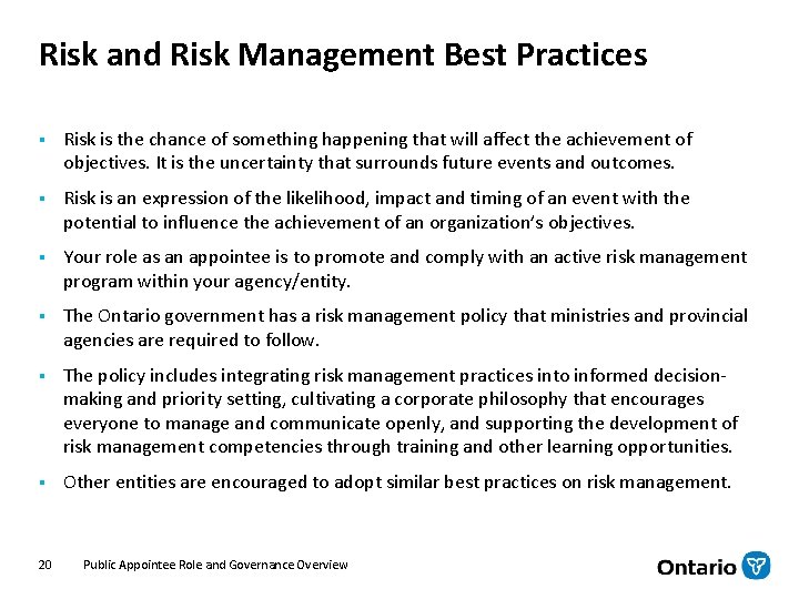 Risk and Risk Management Best Practices § Risk is the chance of something happening