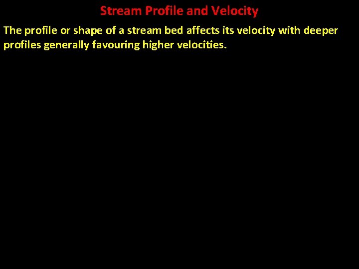 Stream Profile and Velocity The profile or shape of a stream bed affects its