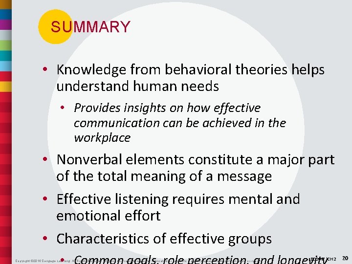 SUMMARY • Knowledge from behavioral theories helps understand human needs • Provides insights on