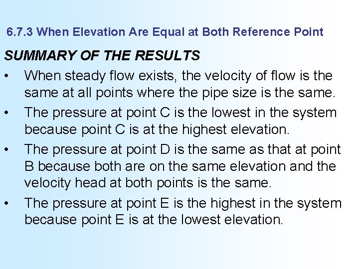 6. 7. 3 When Elevation Are Equal at Both Reference Point SUMMARY OF THE