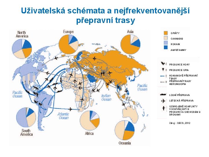 Uživatelská schémata a nejfrekventovanější přepravní trasy OPIÁTY CANNABIS KOKAIN AMFETAMINY PRODUKCE KOKY PRODUKCE OPIA