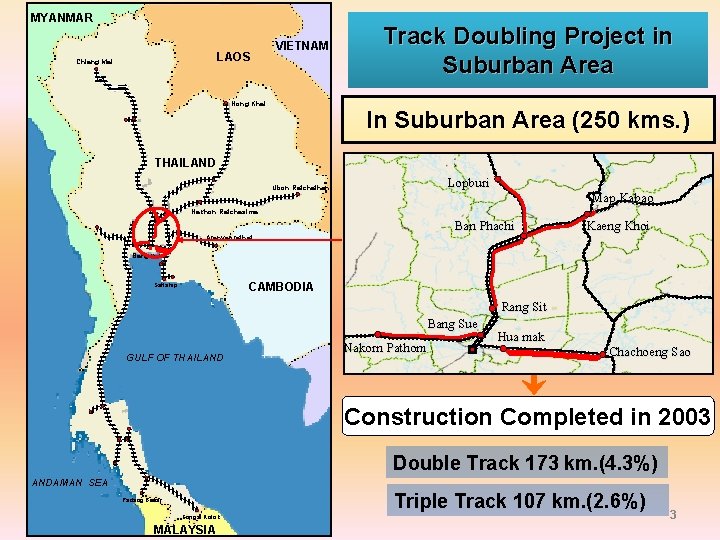 MYANMAR LAOS Chiang Mai VIETNAM Nong Khai Track Doubling Project in Suburban Area In