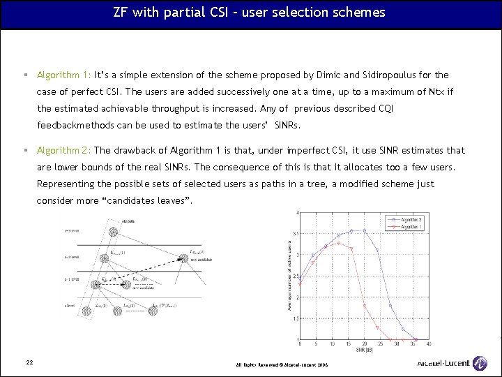 ZF with partial CSI – user selection schemes § Algorithm 1: It’s a simple