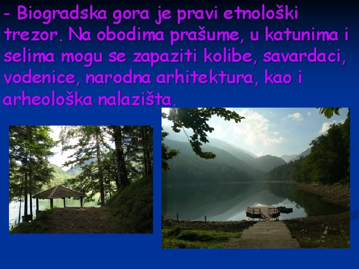 - Biogradska gora je pravi etnološki trezor. Na obodima prašume, u katunima i selima