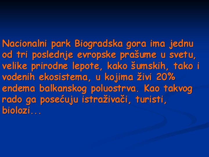 Nacionalni park Biogradska gora ima jednu od tri poslednje evropske prašume u svetu, velike