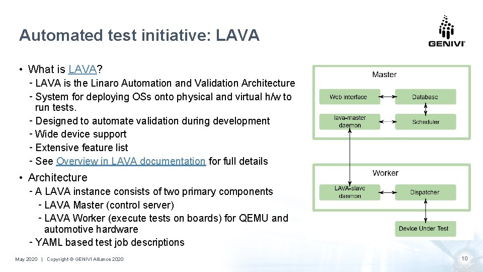 Automated test initiative: LAVA • What is LAVA? ⁃ LAVA is the Linaro Automation