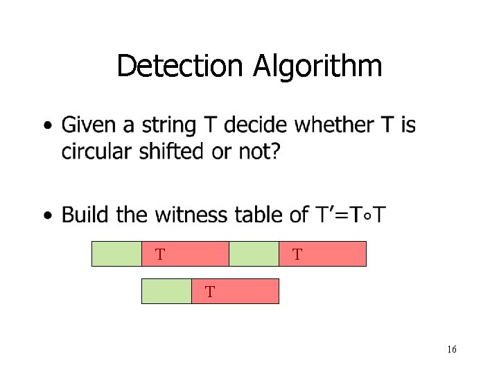 Detection Algorithm • T T T 16 