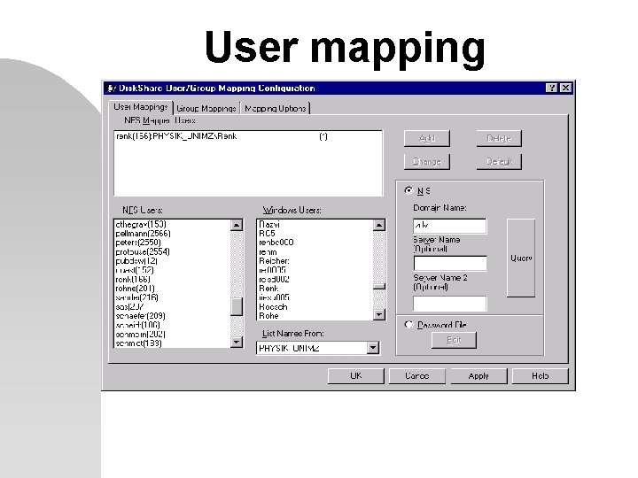 User mapping 