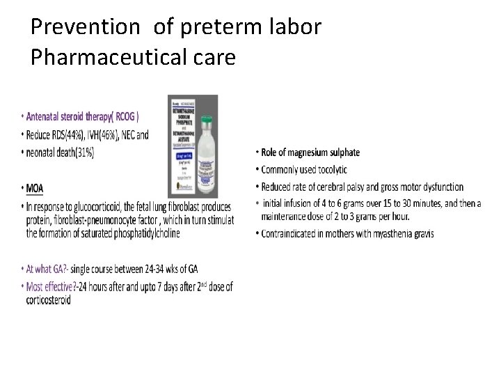 Prevention of preterm labor Pharmaceutical care 