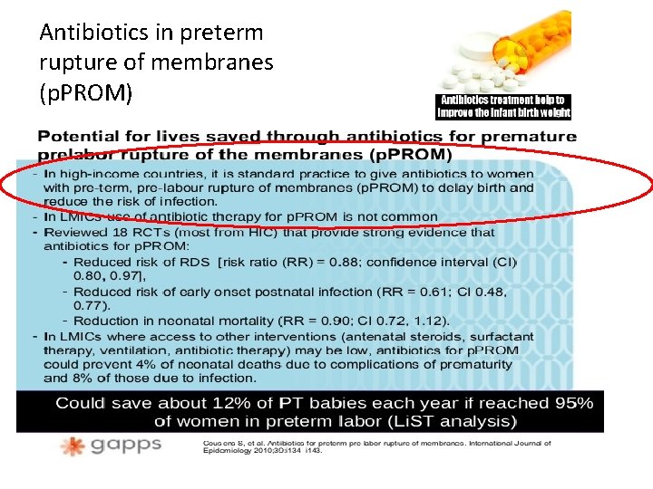 Antibiotics in preterm rupture of membranes (p. PROM) 