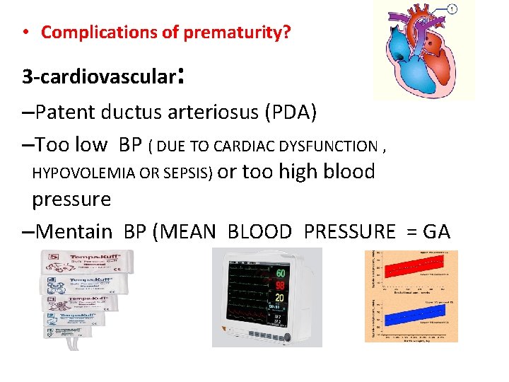  • Complications of prematurity? 3 -cardiovascular: –Patent ductus arteriosus (PDA) –Too low BP