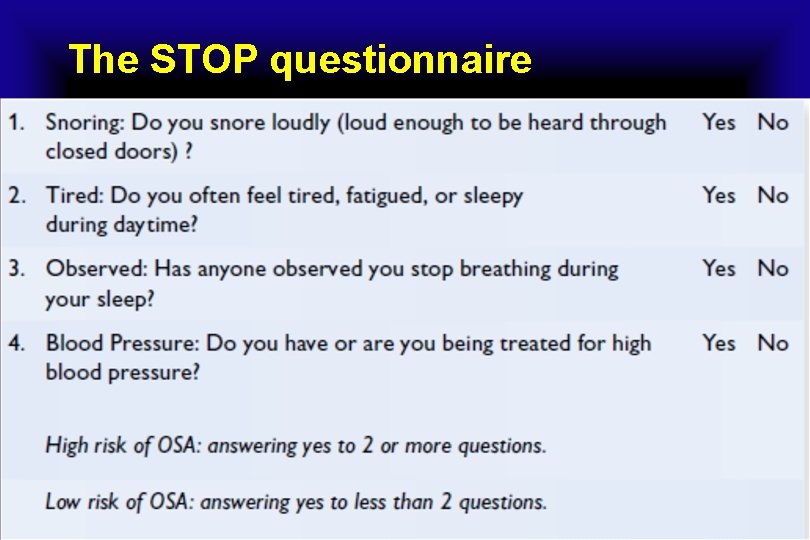 The STOP questionnaire 