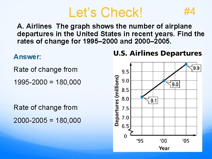 Let’s Check! #4 A. Airlines The graph shows the number of airplane departures in