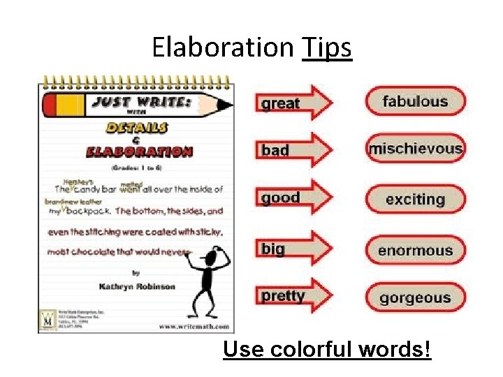 Elaboration Tips Use colorful words! 