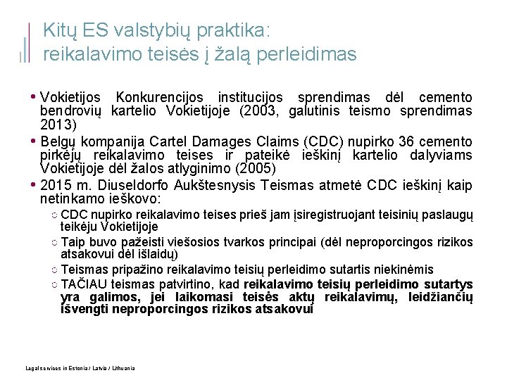 Kitų ES valstybių praktika: reikalavimo teisės į žalą perleidimas • Vokietijos Konkurencijos institucijos sprendimas