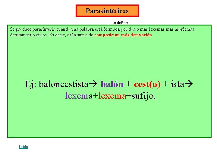 Parasintéticas se definen Se produce parasíntesis cuando una palabra está formada por dos o