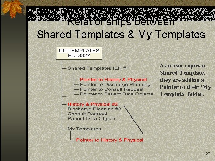 Relationships between Shared Templates & My Templates As a user copies a Shared Template,