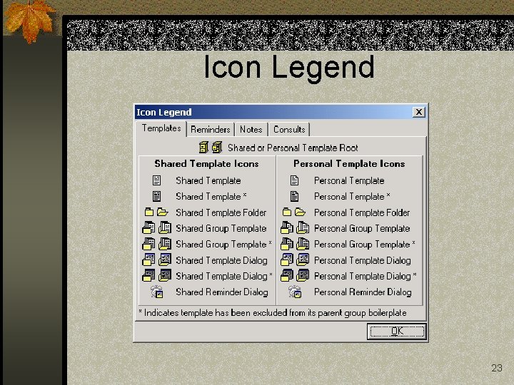 Icon Legend 23 