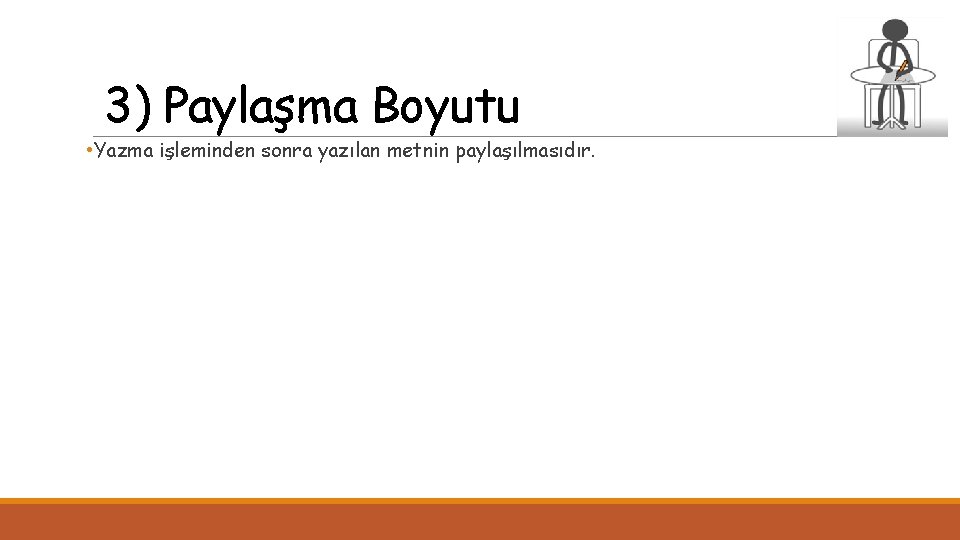 3) Paylaşma Boyutu • Yazma işleminden sonra yazılan metnin paylaşılmasıdır. 