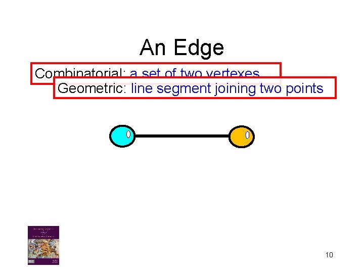 An Edge Combinatorial: a set of two vertexes. Geometric: line segment joining two points