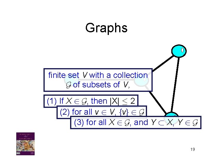 Graphs finite set V with a collection G of subsets of V, (1) If