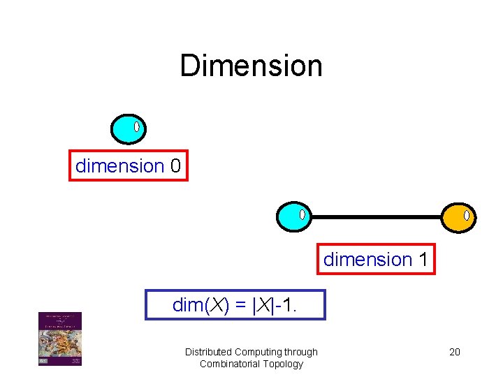 Dimension dimension 0 dimension 1 dim(X) = |X|-1. Distributed Computing through Combinatorial Topology 20