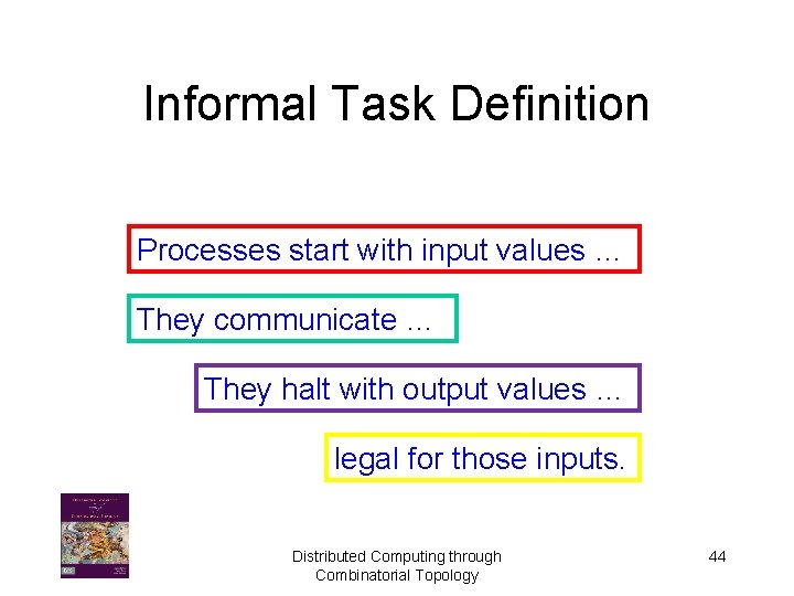Informal Task Definition Processes start with input values … They communicate … They halt