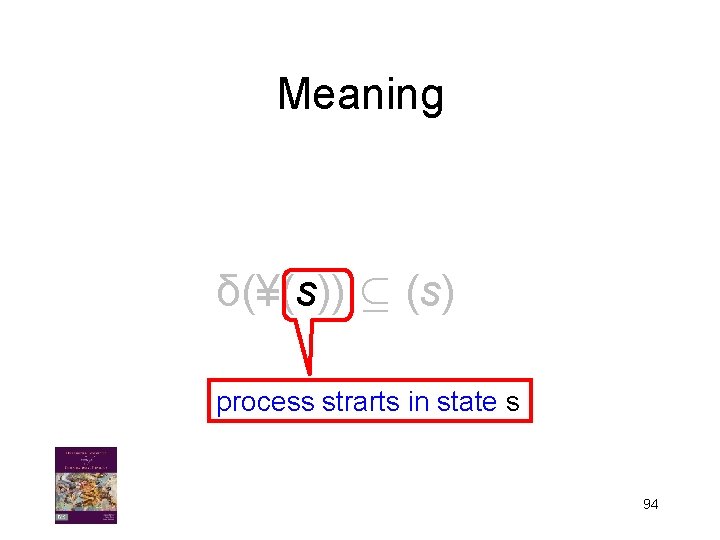 Meaning δ(¥(s)) µ (s) process strarts in state s 94 