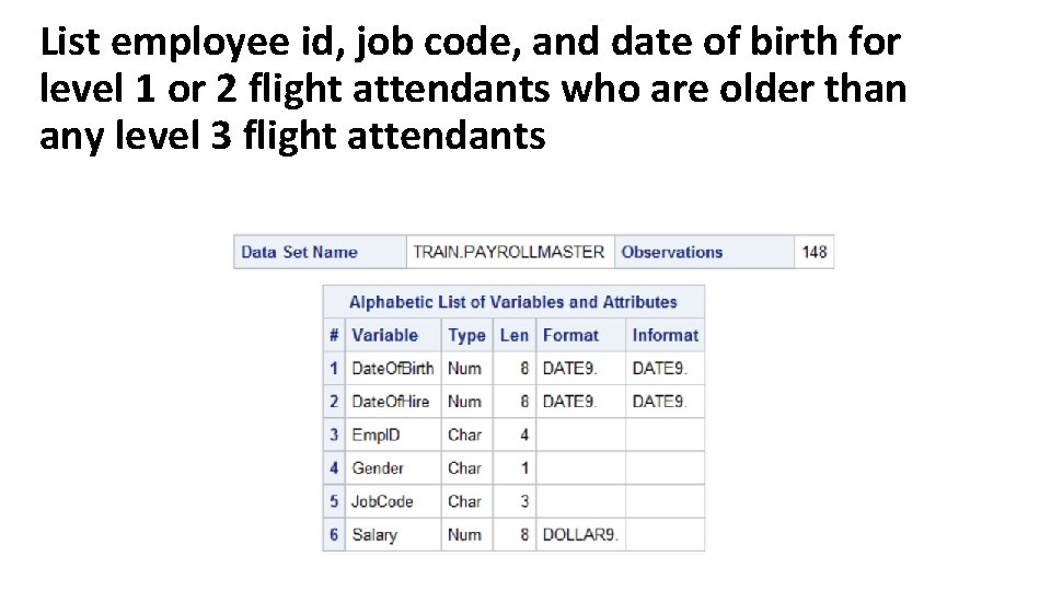 List employee id, job code, and date of birth for level 1 or 2