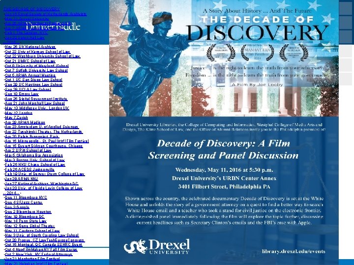 THE DECADE OF DISCOVERY • Jun 16 Royal Society of Netherlands Archivists • May