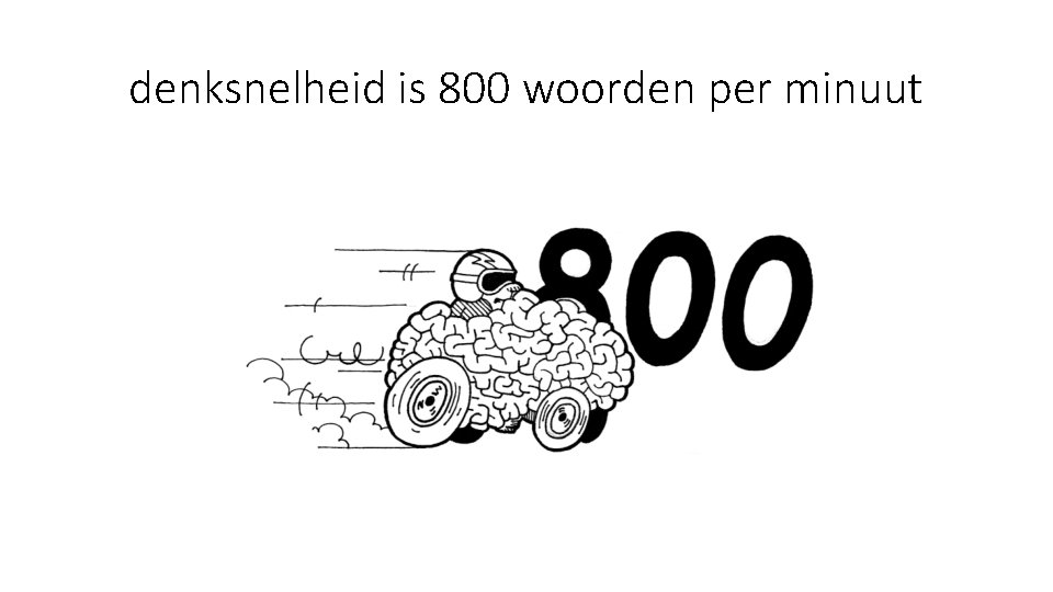 denksnelheid is 800 woorden per minuut 