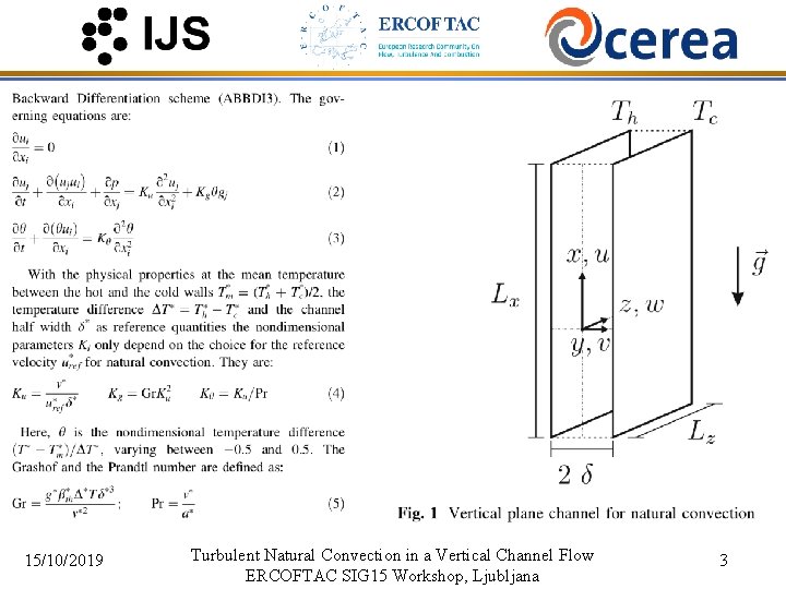 15/10/2019 Turbulent Natural Convection in a Vertical Channel Flow ERCOFTAC SIG 15 Workshop, Ljubljana