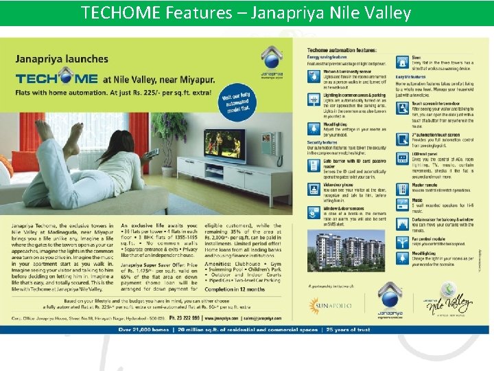 TECHOME Features – Janapriya Nile Valley 