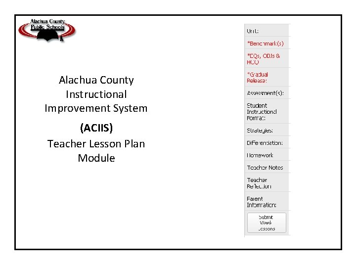 Alachua County Instructional Improvement System (ACIIS) Teacher Lesson Plan Module 