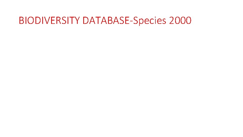 BIODIVERSITY DATABASE-Species 2000 