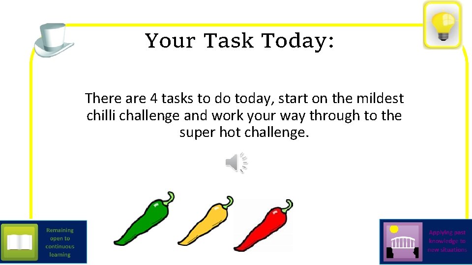 Your Task Today: There are 4 tasks to do today, start on the mildest