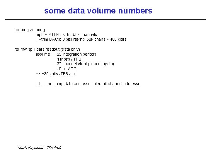 some data volume numbers for programming tript: ~ 900 kbits for 50 k channels