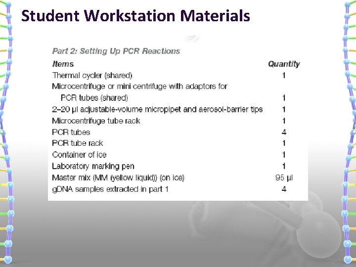 Student Workstation Materials 