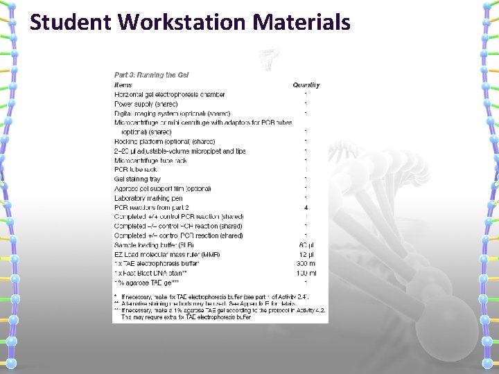 Student Workstation Materials 