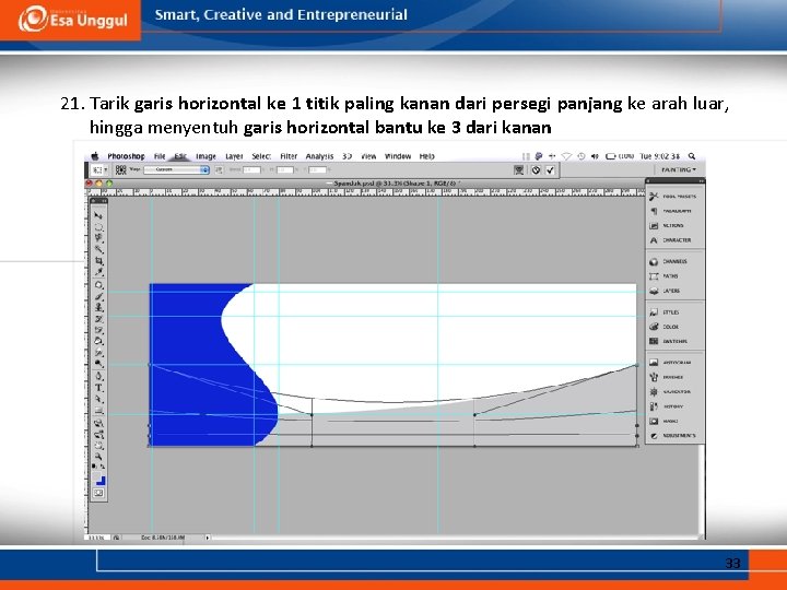 21. Tarik garis horizontal ke 1 titik paling kanan dari persegi panjang ke arah