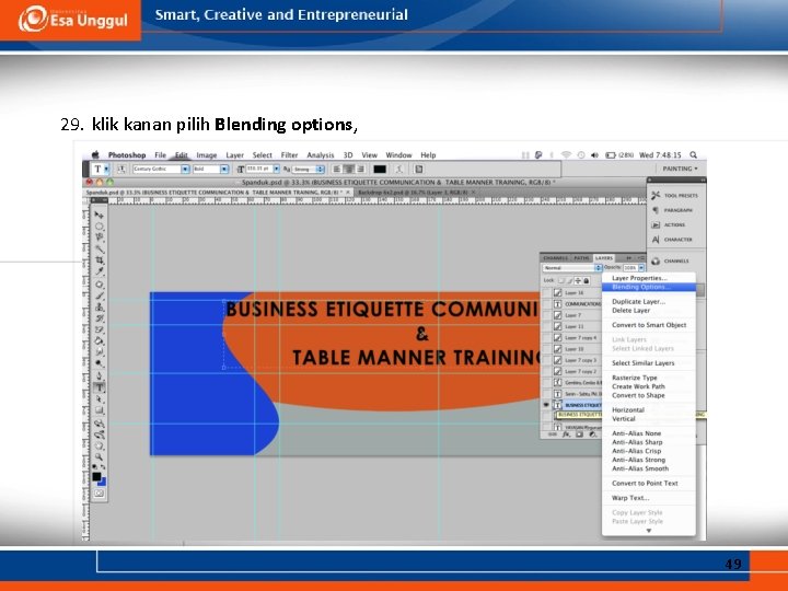 29. klik kanan pilih Blending options, 49 