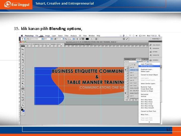 35. klik kanan pilih Blending options, 57 