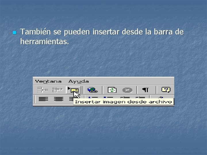 n También se pueden insertar desde la barra de herramientas. 