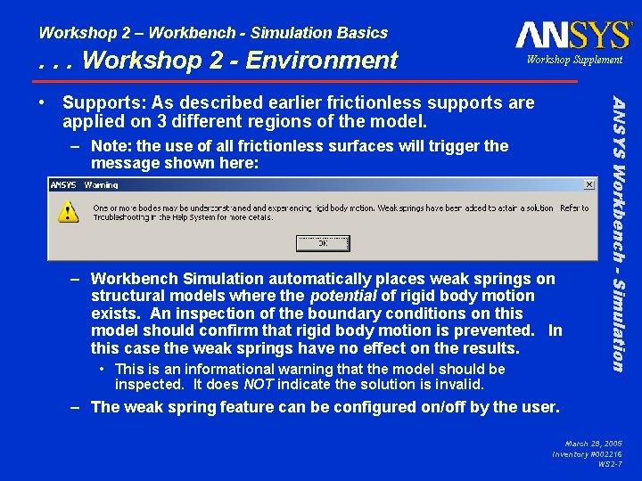 Workshop 2 – Workbench - Simulation Basics . . . Workshop 2 - Environment