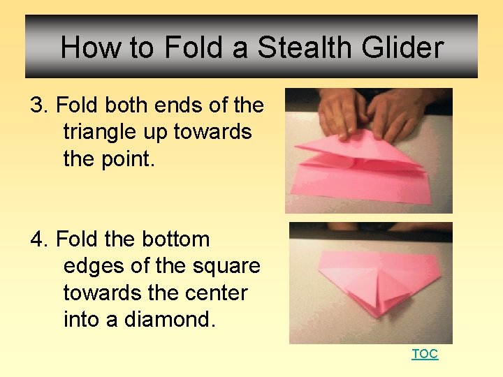 How to Fold a Stealth Glider 3. Fold both ends of the triangle up