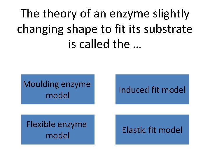 The theory of an enzyme slightly changing shape to fit its substrate is called