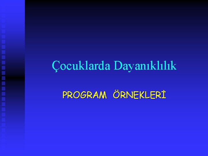 Çocuklarda Dayanıklılık PROGRAM ÖRNEKLERİ 