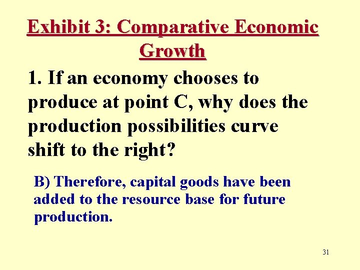 Exhibit 3: Comparative Economic Growth 1. If an economy chooses to produce at point